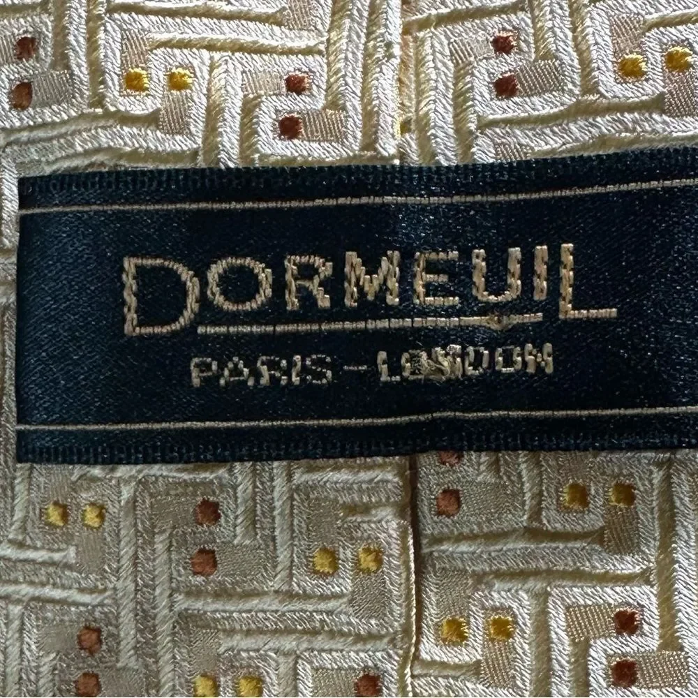 Dormeuil Yellow and Gold Patterned Silk Power Tie‎